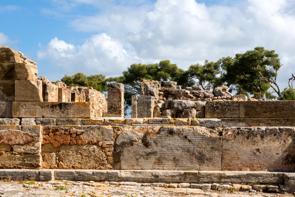 Composition ruins trees sky Phaistos