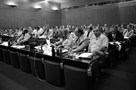 Conferentie European Broadcasting Union in RAI-congrescentrum rechts op voorgro, Bestanddeelnr 928-1368