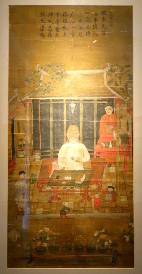 Confucian scholar Nguyen Sieu giving lecture, Hanoi City, 1853 AD, gouache on paper - Vietnam National Museum of Fine Arts - Hanoi, Vietnam - DSC05087