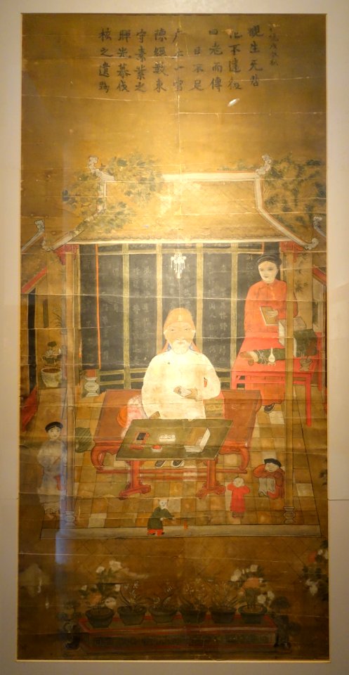 Confucian scholar Nguyen Sieu giving lecture, Hanoi City, 1853 AD, gouache on paper - Vietnam National Museum of Fine Arts - Hanoi, Vietnam - DSC05087 photo