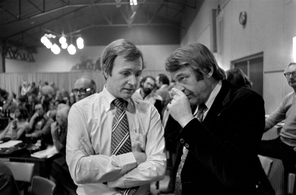 Congres D66 in Utrecht Terlouw (l) en Van Mierlo, Bestanddeelnr 928-8714