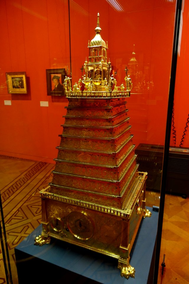 Congreve clock by Christoph Rohr, Braunschweig, 1600 AD - Herzog Anton Ulrich-Museum, gilt bronze, brass, steel - Braunschweig, Germany - DSC04546