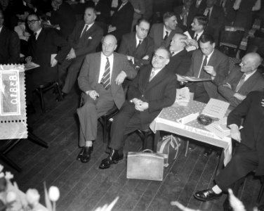 Congres Partij van de Arbeid Den Haag . Mansholt, Drees, Tage, Erlander, Bestanddeelnr 934-6148