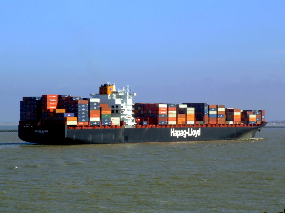 Colombo Express pG approaching Port of Rotterdam, Holland 08-Mar-2007