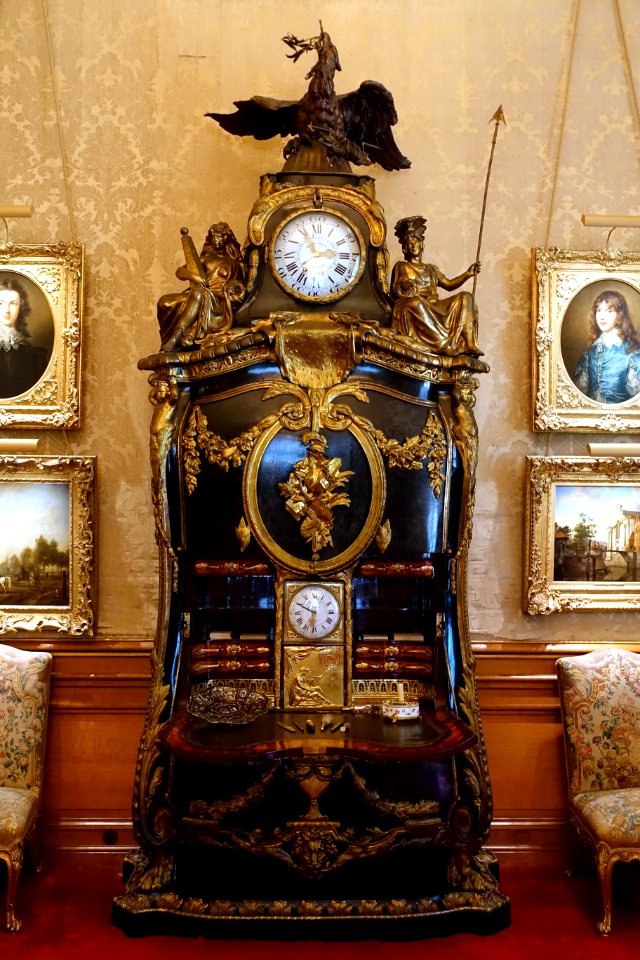 Combined fall-front desk, cabinet, and clock, by René Dubois and Jean Goyer, France, c. 1770 - Waddesdon Manor - Buckinghamshire, England - DSC07702