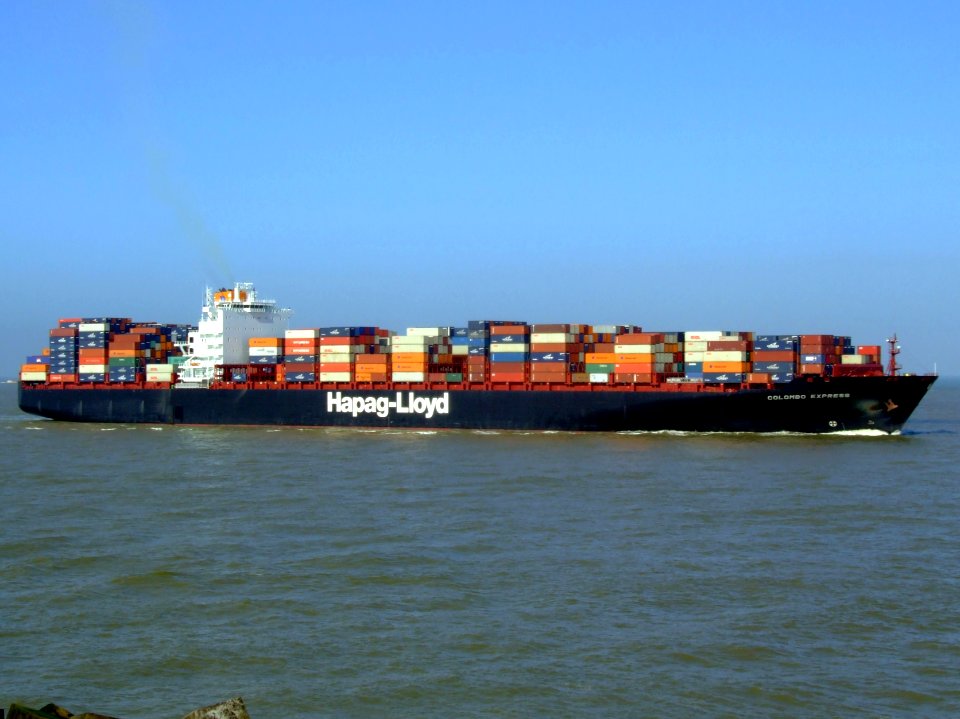 Colombo Express p5 approaching Port of Rotterdam, Holland 08-Mar-2007