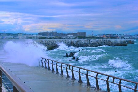 Evening big waves rough seas