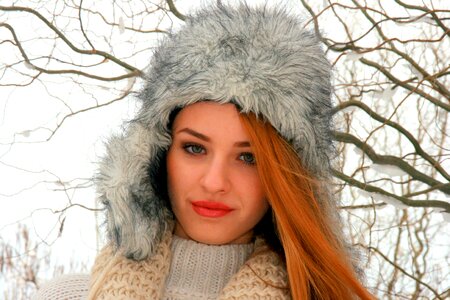 Blonde hat winter photo