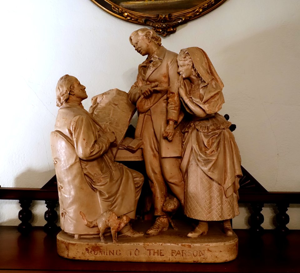 Coming to the Parson by John Rogers, patented 1870, painted plaster - Red Lion Inn - Stockbridge, Massachusetts - DSC05888 01