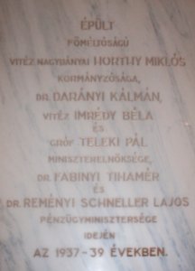 Commmemorative plaque about the building of the Grand Hotel Galya