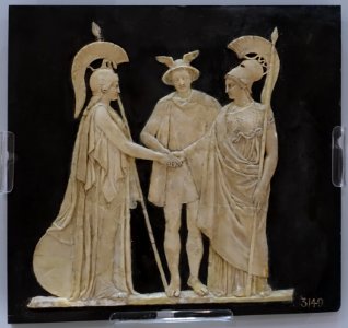 Commercial Treaty Britain with France, modeled by John Flaxman, Jr., 1786-1787, wax on slate - Wedgwood Museum - Barlaston, Stoke-on-Trent, England - DSC09638