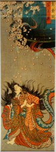 Comparisons of true courage, Kiyohame, by Utagawa Kuniyoshi, Edo period, dated 1856 AD, print - Ishikawa Prefectural Museum of Traditional Arts and Crafts - Kanazawa, Japan - DSC09557
