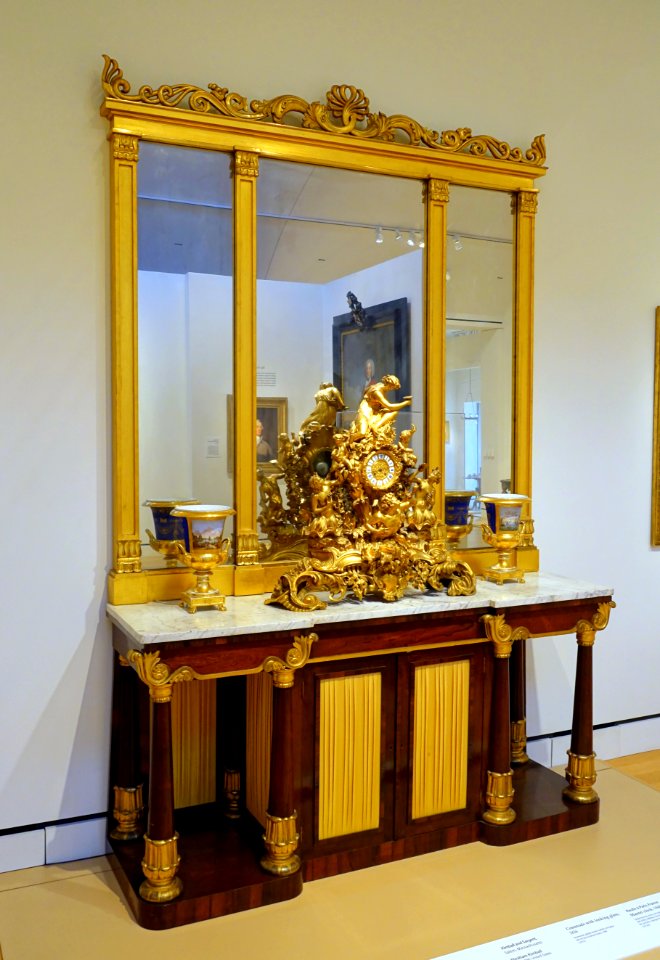 Commode with looking glass, owned by George Peabody, 1836, rosewood, gilt wood, marble, glass - Peabody Essex Museum - DSC07089