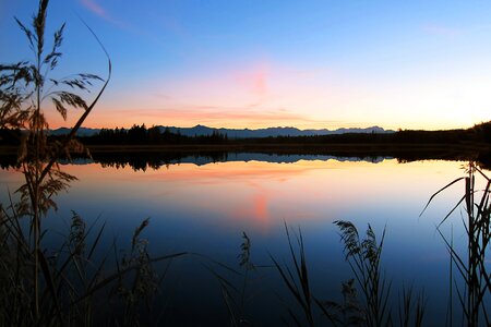Sunset landscape lake photo