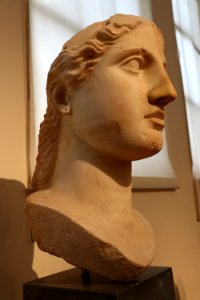Colossal head of Athena at the National Archaeological Museum of Athens on 1 July 2018