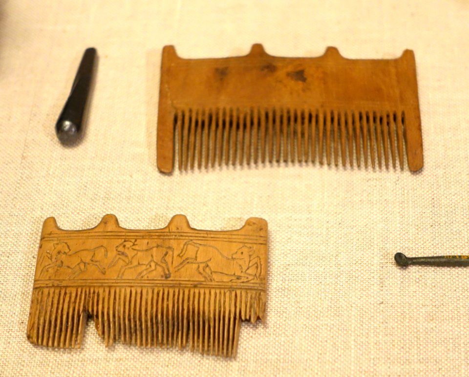 Combs, New Kingdom, Dynasties 18-20, c. 1550-1070 BC, wood, pigment - Oriental Institute Museum, University of Chicago - DSC07908