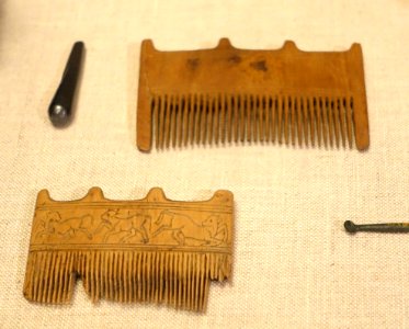 Combs, New Kingdom, Dynasties 18-20, c. 1550-1070 BC, wood, pigment - Oriental Institute Museum, University of Chicago - DSC07908