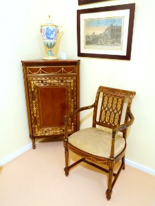 Corner cabinet and chair, unidentified - Museo Nacional de Artes Decorativas - Madrid, Spain - DSC08387