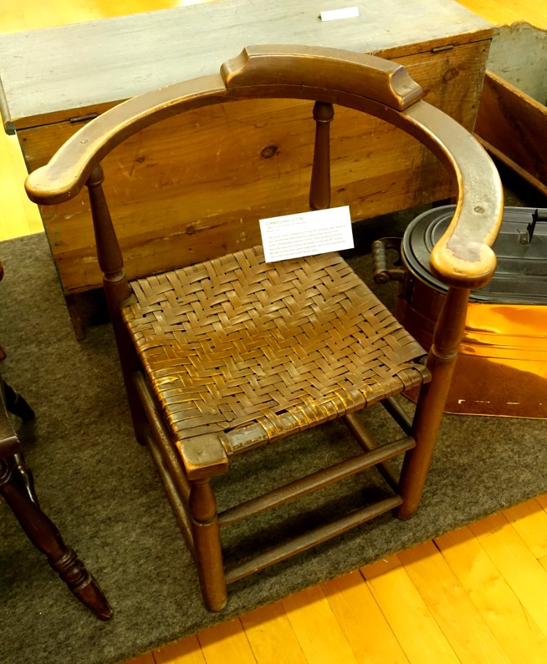 Corner chair, c. 1780, wood, rush - Old Colony History Museum - Taunton, Massachusetts - DSC03845