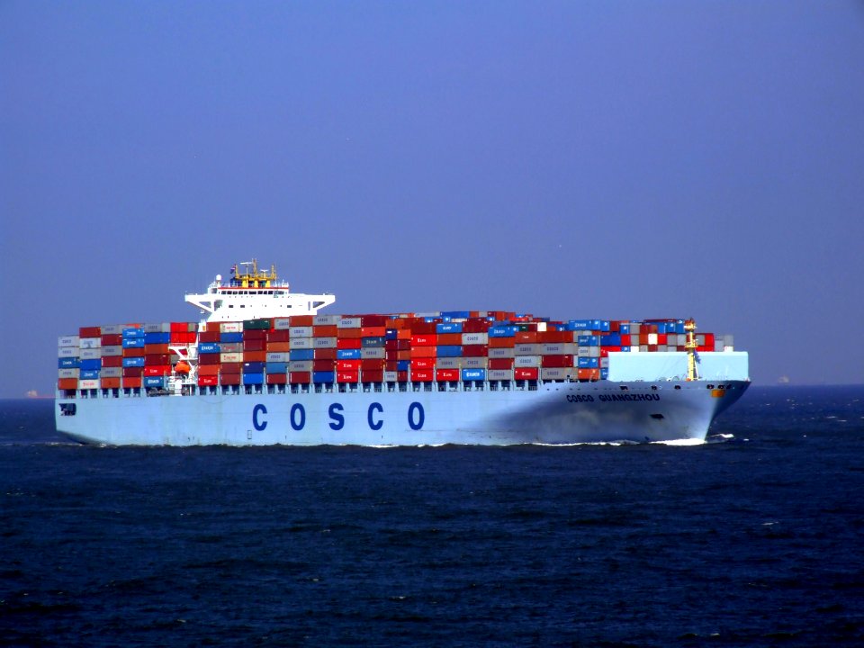 Cosco Guangzhou p03 approaching Port of Rotterdam, Holland 19-Apr-2007
