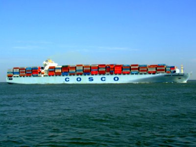 Cosco Guangzhou p14 approaching Port of Rotterdam, Holland 19-Apr-2007