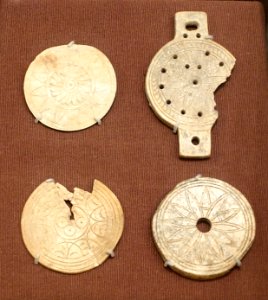 Cosmetic box lids, Megiddo, Late Bronze II, 1400-1200 BC, ivory - Oriental Institute Museum, University of Chicago - DSC07723