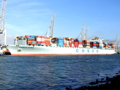Cosco China at the Amazone harbour, Port of Rotterdam, Holland 10-Dec-2006