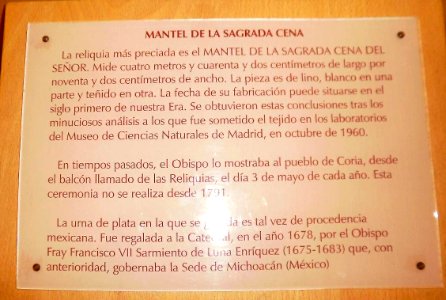 Coria - Catedral, Museo, Mantel de la Sagrada Cena