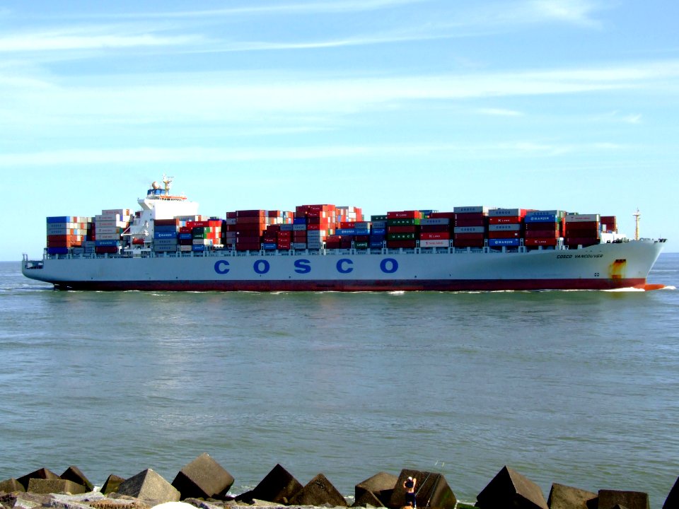 Cosco Vancouver p2 approaching Port of Rotterdam, Holland 08-Jul-2007