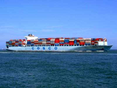 Cosco China p5 approaching Port of Rotterdam, Holland 19-Jul-2007