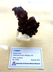 Copper, Phoenix Mine, Keweenaw County, Michigan - Dr. Ed David Collection - University of Arizona Mineral Museum - University of Arizona - Tucson, AZ - DSC08544