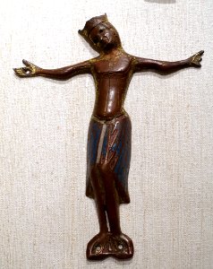 Corpus for a Crucifix, French, Limoges, 1200s, copper with gilding and enamel - Princeton University Art Museum - DSC06733