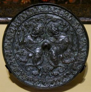 Copper alloy mirror, Iran or Turkey, 14th century, Honolulu Academy of Arts photo