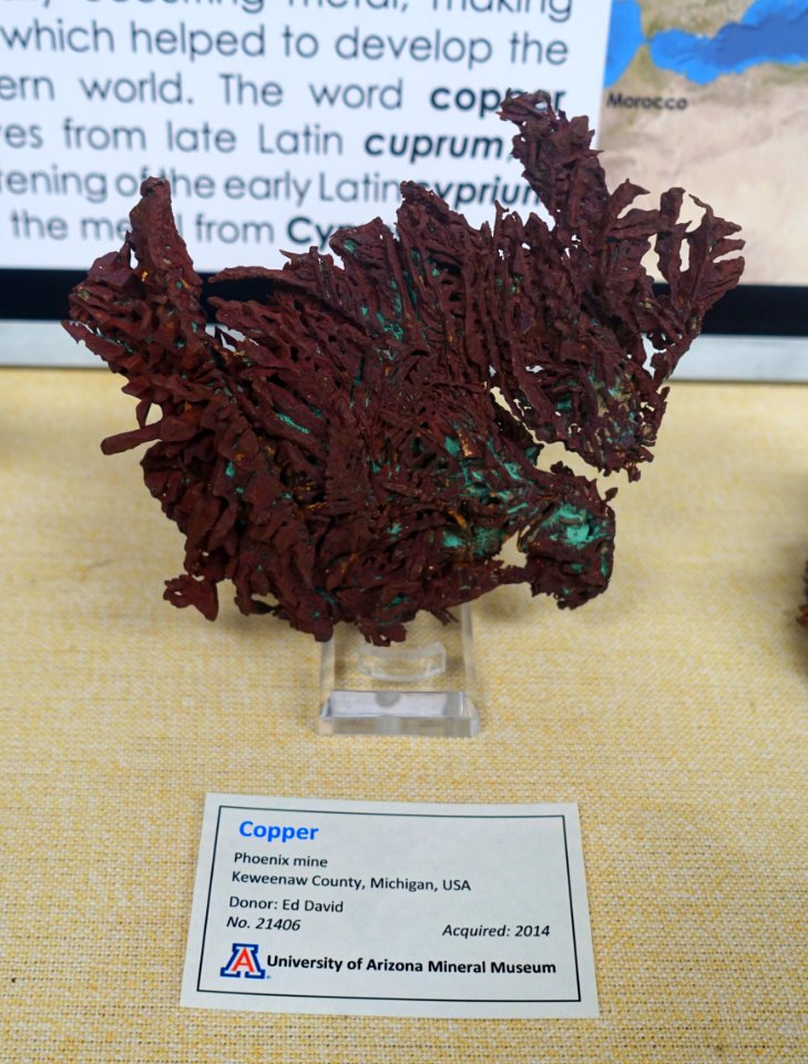 Copper, Phoenix Mine, Keweenaw Peninsula, Michigan - Dr. Ed David Collection - University of Arizona Mineral Museum - University of Arizona - Tucson, AZ - DSC08532