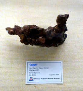 Copper, Lake Superior Copper District, Michigan - Dr. Ed David Collection - University of Arizona Mineral Museum - University of Arizona - Tucson, AZ - DSC08540
