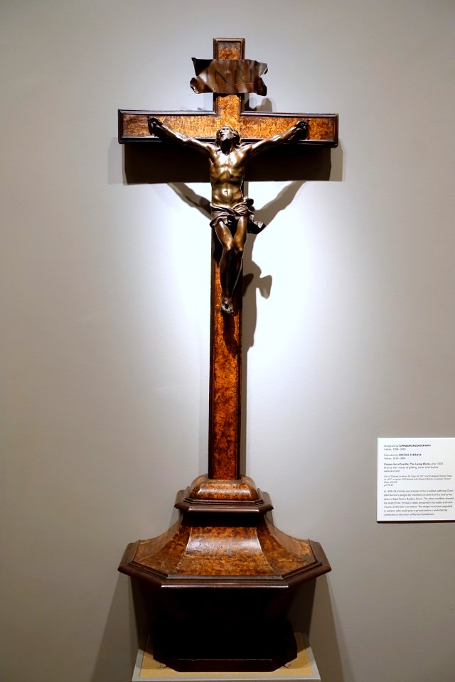 Corpus for a Crucifix, The Living Christ, designed by Gianlorenzo Bernini, made by Ercole Ferrata, after 1659, bronze, wood, walnut veneer - Princeton University Art Museum - DSC06506