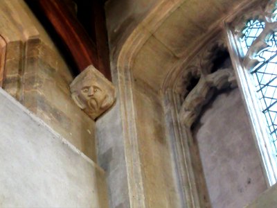 Corbel, north transept, Adderbury 01