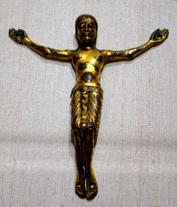 Corpus from a cross, German, 1100s, bronze with gilding - Princeton University Art Museum - DSC06729
