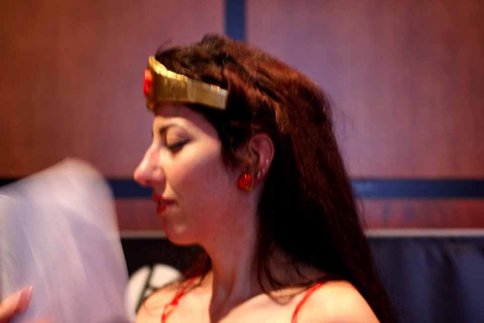 Cosplayers at Comicdom 2012 in Athens, Greece grant interviews to the MTV television channel 31