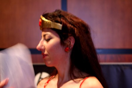 Cosplayers at Comicdom 2012 in Athens, Greece grant interviews to the MTV television channel 31