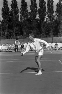 Coupe de Galea tennis . Wethouder Verhey met Nederlands ploeg Hemmes, wethouder , Bestanddeelnr 921-5261