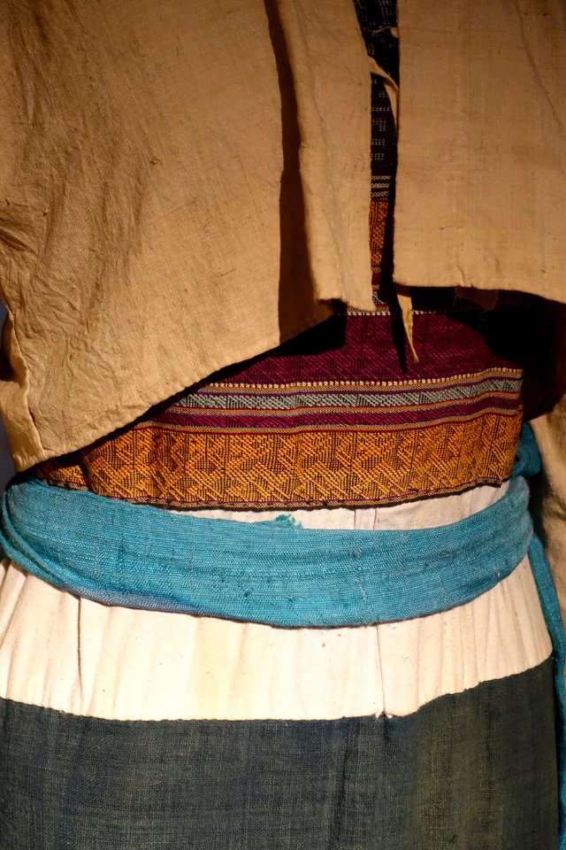 Costume, Muong, Hoa Binh, 1980, view 2, cotton, belt with extra silk thread - Vietnamese Women's Museum - Hanoi, Vietnam - DSC03875