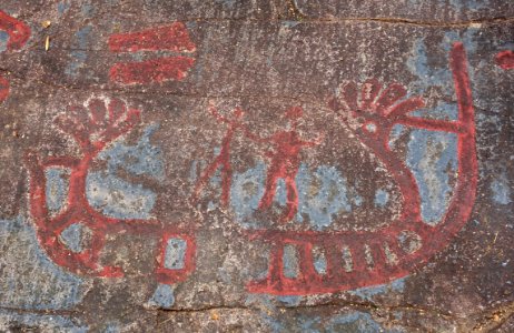 Couple in Bough-adorned Boat Cobbler's Cliff Backa Brastad