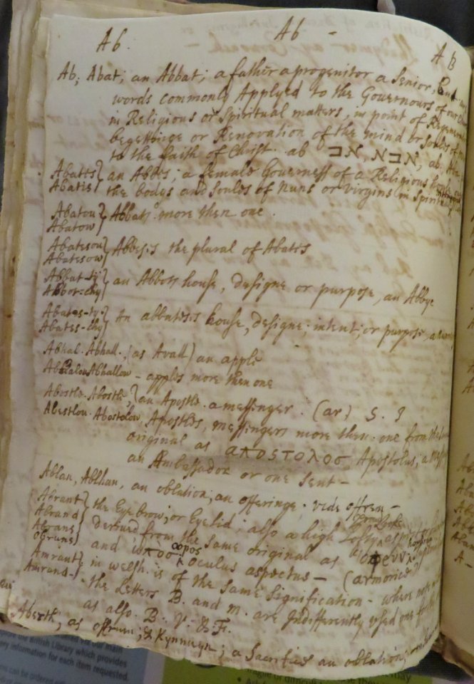 Cornish British Vocabulary folio 20v (ab)
