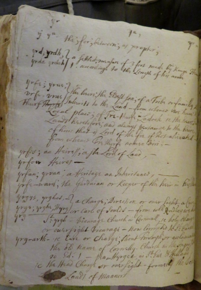 Cornish British Vocabulary folio 508v (yr)