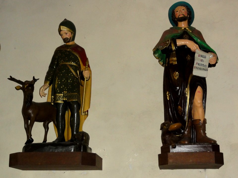 Cousolre (Nord, Fr) église, statues St.Hubert et St. Roch