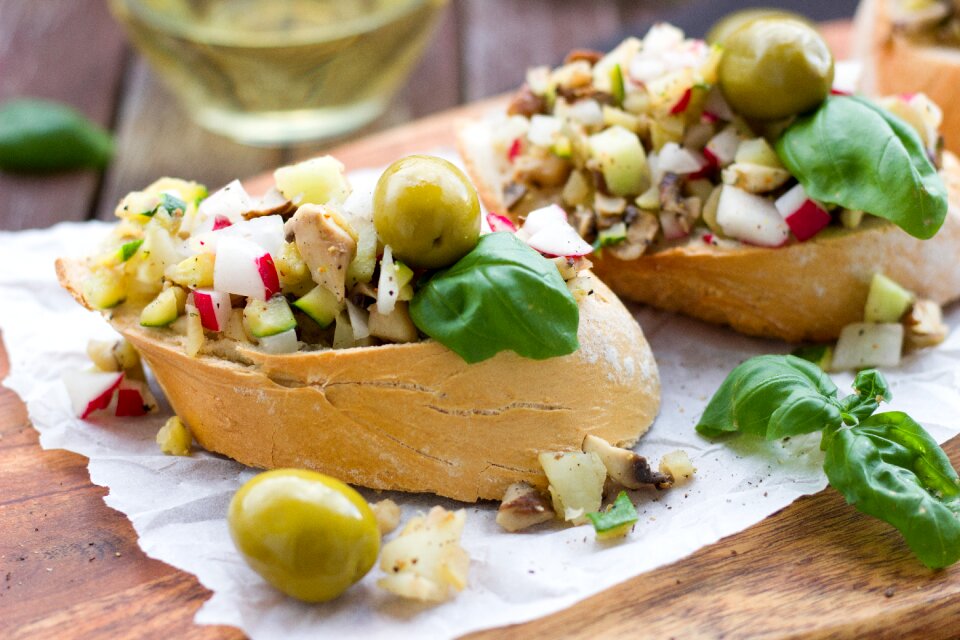 Bruschetta vegetables olives