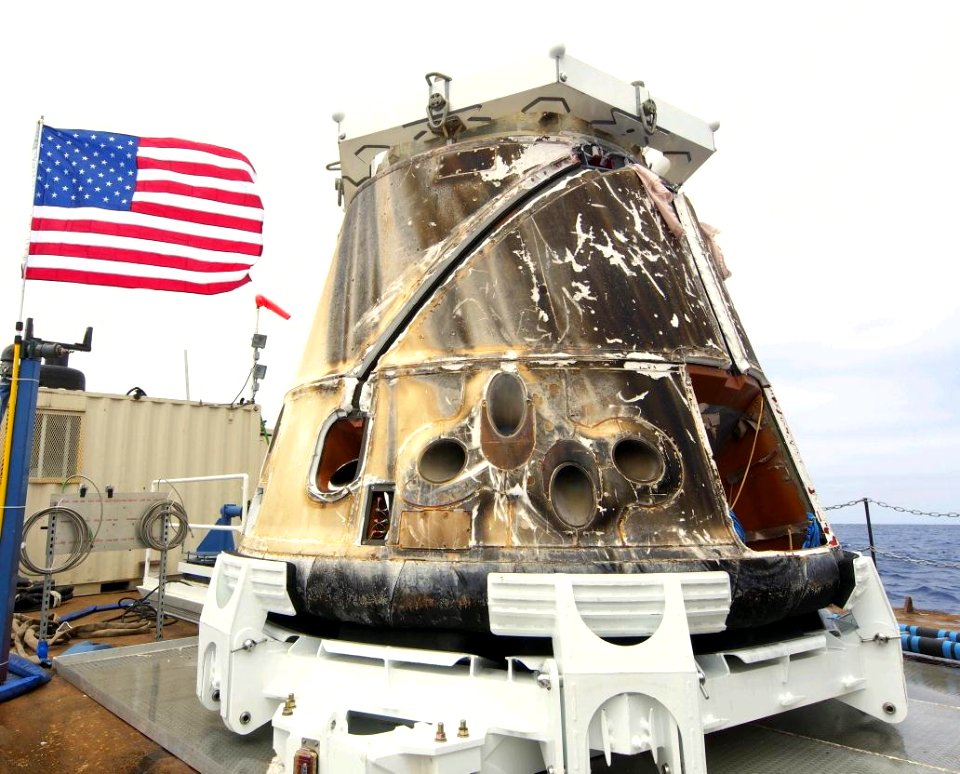 COTS-2 Dragon on the Barge Heading Home