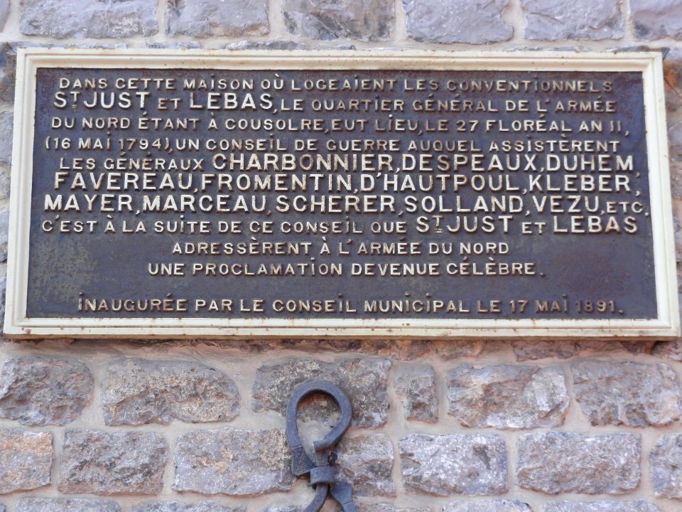 Cousolre (Nord, Fr) proclamation 1794, la plaquette sur la maison
