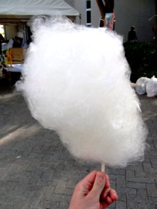 Cotton candy sold at the stall of a cultural festival in Kansai University